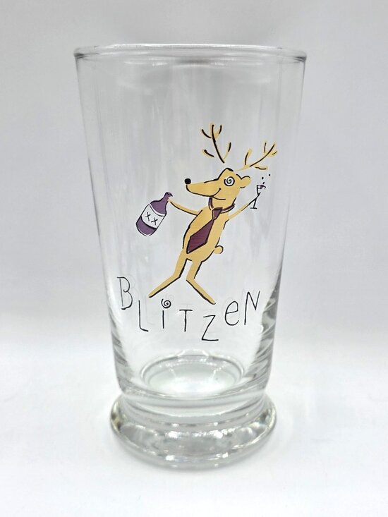 POTTERY BARN Retired Christmas Reindeer Tumbler Glasses Set of 7 Discontinued - Picture 8 of 9